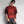 Red riveted strap cyberpunk shirt with black sleeve bands