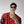 Red riveted strap cyberpunk shirt with black sleeve bands