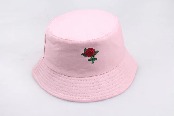 Rose Embroidery Bucket Hat
