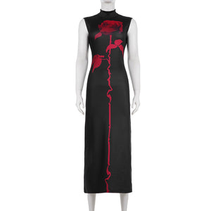 Rose Goth Red And Black Dress