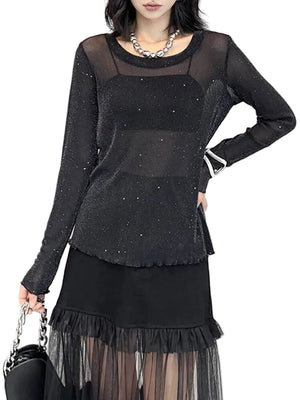Round Neck Black T Shirt Women