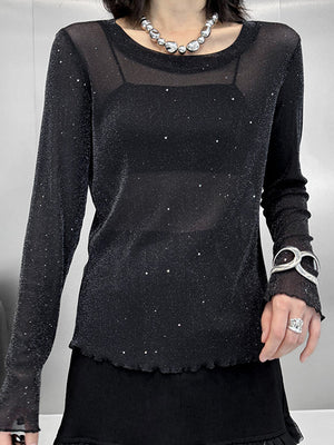 Round Neck Black T Shirt Women