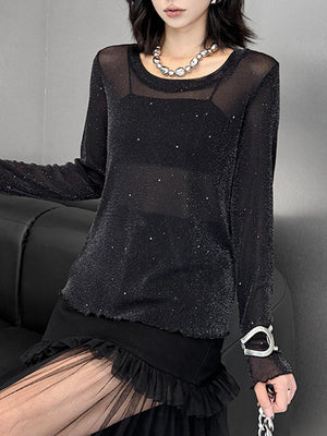 Round Neck Black T Shirt Women
