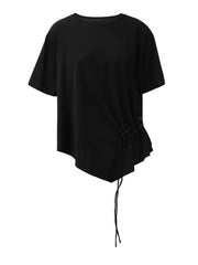 Camisetas Negras de Cuello Redondo para Mujer