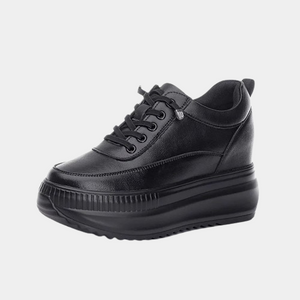 Round Toe Black Platform Sneakers