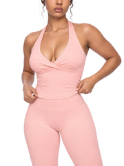 Ruched Halter Yoga Tank Top