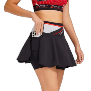 Running Yoga Black Skort - product view on white background
