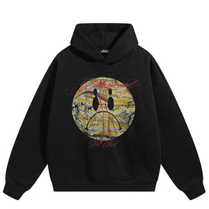 Sad Face Graphic Y2K Hoodie