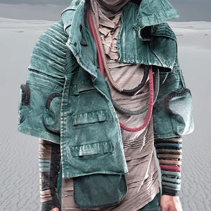 Sand Waste Land Pleated Coats Short Jackets