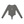Gray long sleeve bodysuit laid flat from the front, scoop neck and a small white logo centred on the chest