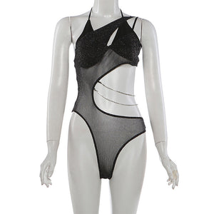 Sexy Shiny Cut Out Bodysuit