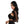 Black sheer mesh long sleeve top, side view of the see-through sleeve and the buckle at the neckline