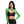 Green Sheer Mesh Buckle Crop Top, front view with one hand on the hip, bright green mesh and black buckle
