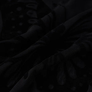 Sheer Mesh Long Sleeve Bodysuit — women's black butterfly mesh see-through long-sleeve bodysuit