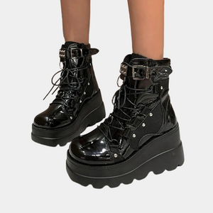 Short Black Boots Lace Up