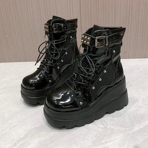 Short Black Boots Lace Up