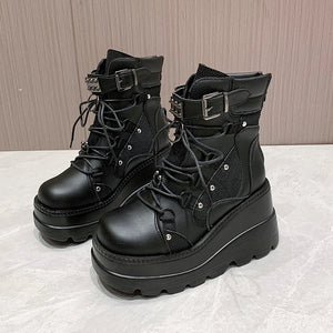 Short Black Boots Lace Up