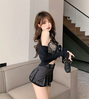 Short Black Cargo Skirt