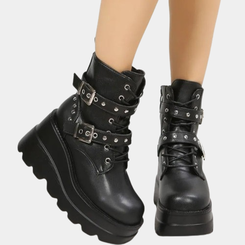 Short Black Lace Up Boots