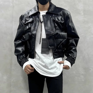 Short Leather Black Jacket