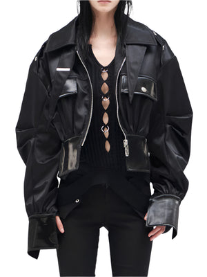 Short PU Leather Women Jacket Spring