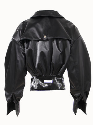 Short PU Leather Women Jacket Spring