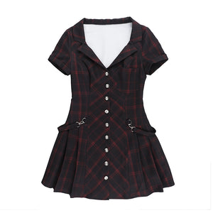 Short Sleeve Preppy Style Mini Dress