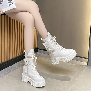 Short White Platform Boots