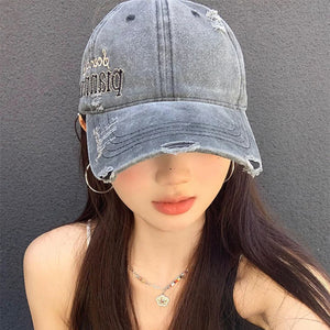 Side Letter Embroidery Y2K Cap