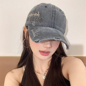 Side Letter Embroidery Y2K Cap