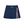 Navy Blue side slit tennis skirt laid flat, front view with red and white striped slit trim