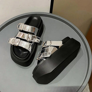 Silver Chunky Sandals