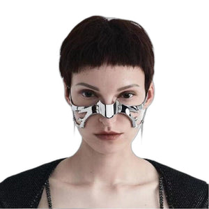 Silver Cyberpunk Face Mask - product view on white background