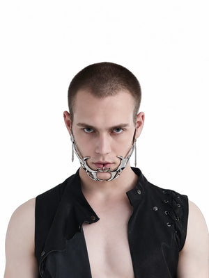 Silver Cyberpunk Mask - product view on white background