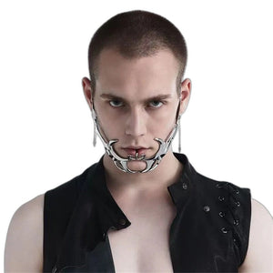 Silver Cyberpunk Mask - product view on white background