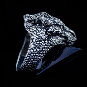 Silver Dragon Head Ring