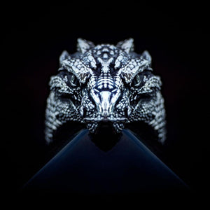 Silver Dragon Head Ring