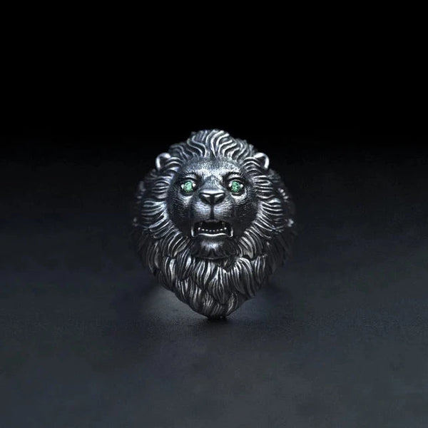 Silver Lion Head Ring