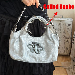 Silver Snake Pattern Chain Y2k Purse