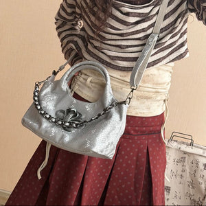 Silver Snake Pattern Chain Y2k Purse