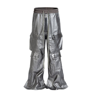 Silver Wide Leg Cyberpunk Pants
