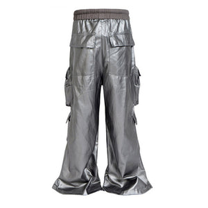 Silver Wide Leg Cyberpunk Pants