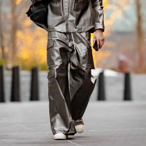 Silver Wide Leg Cyberpunk Pants
