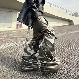 Silver Wide Leg Cyberpunk Pants