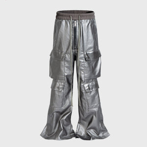 Silver Wide Leg Cyberpunk Pants