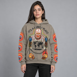 Skeleton Fleece Y2k hoodie – worn by a woman