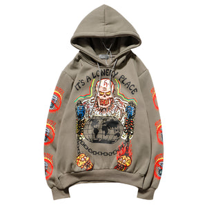 Skeleton Fleece Y2k hoodie