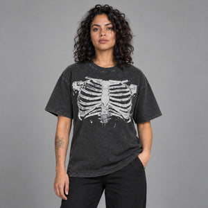 Skeleton Graphic Y2K T Shirt – worn by a woman