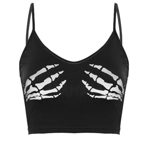 Skeleton Hand Sleeveless Crop Top