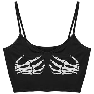 Skeleton Hand Sleeveless Crop Top